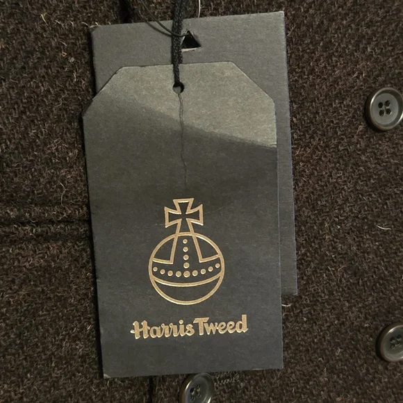 ASOS Harris Tweed Wool Vest 38R Brown Geometric Lining NWT - Picture 8 of 14